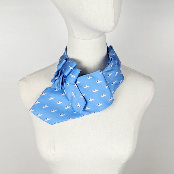 Ogsplosh - Blue Summer Neck Tie Scarf - Women's Tie - Silk Ascot Scarf - NEW - Picture 3 of 8